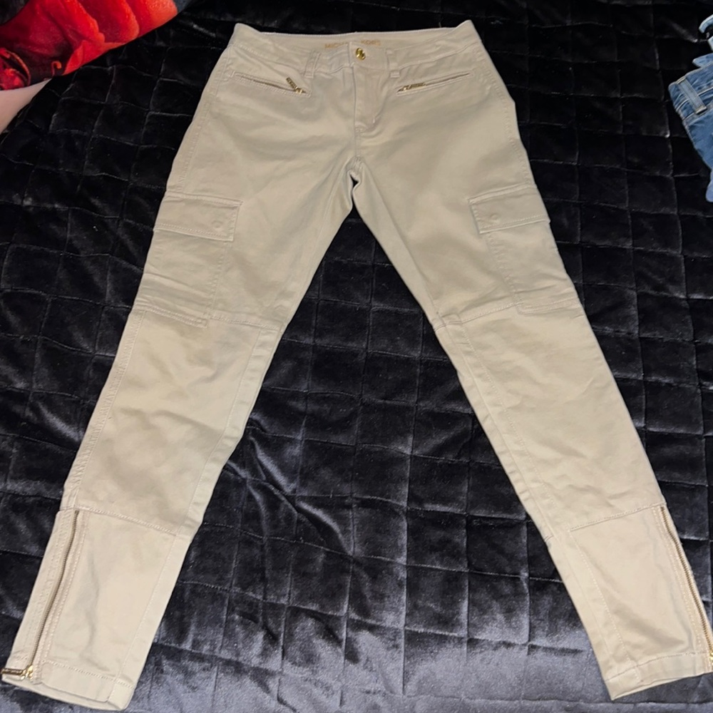 Michael Kors Women's Natural Stretch Cotton Cargo Pants